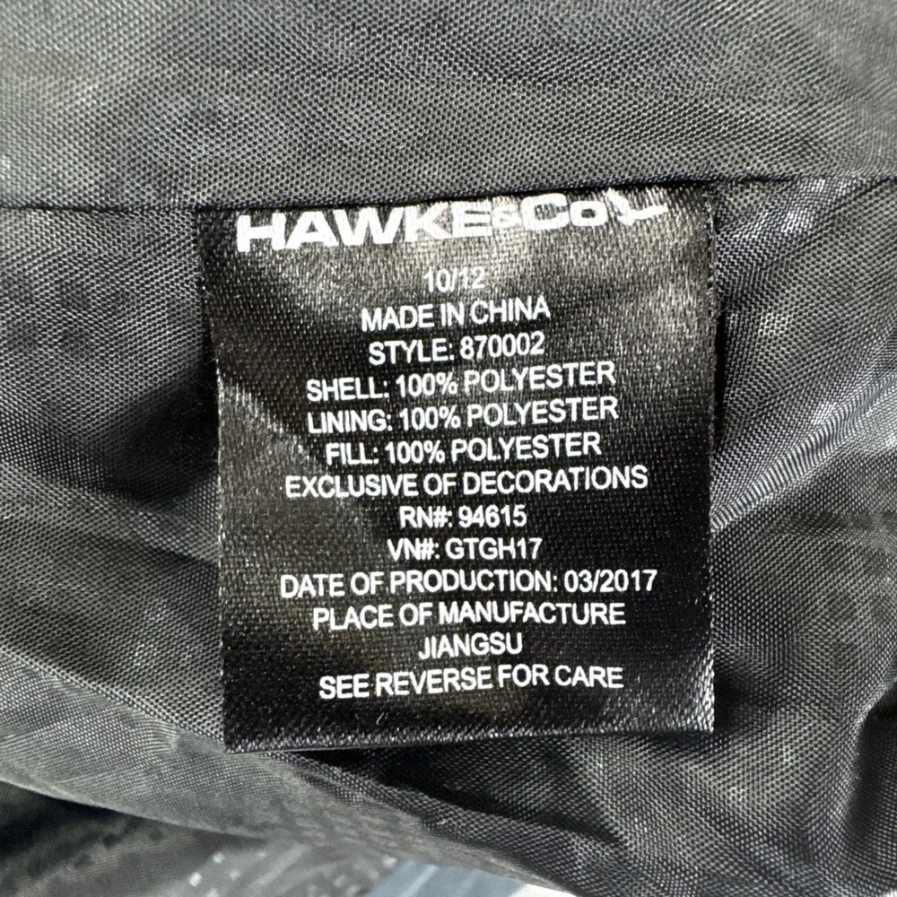 HK Hawke &‎ Co Jacket Boys Size 10/12 Gray Navy Hooded Lined Puffer Outdoors